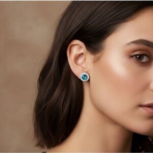 NWT Silver and Teal Stud Earrings